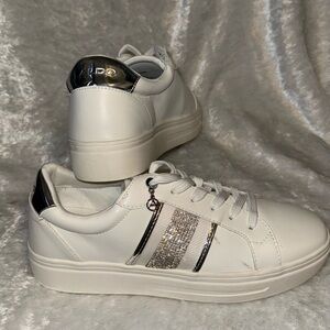 Aldo White Sneakers with Glitter Detail